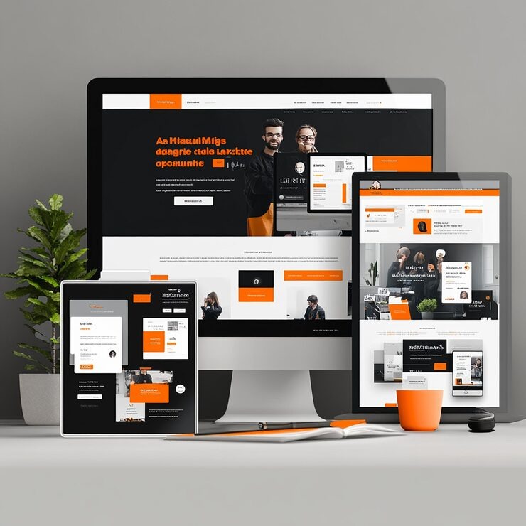 Website design on screen